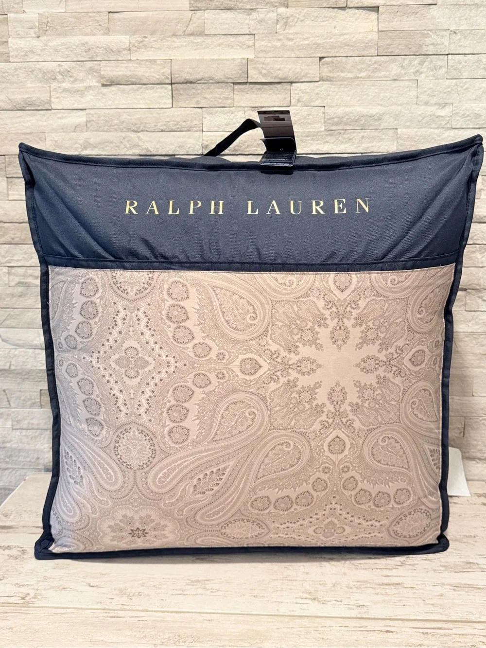 Ralph Lauren Queen Beaumont Paisley Cotton Comforter 94” x 96” Stone NWT $550